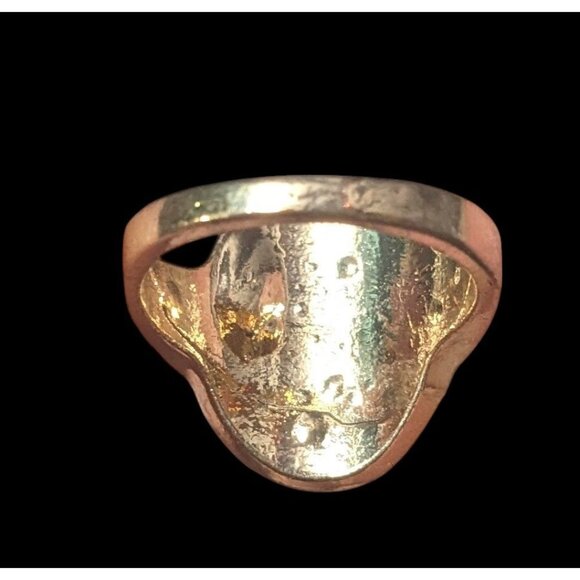 Bold Glam Gold And Black Faceted Gemmed Ring Size 6 - Picture 11 of 12